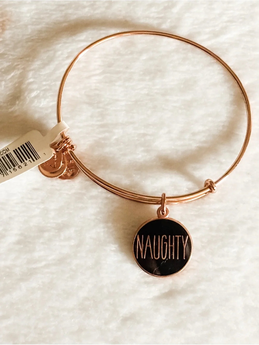 NWT! Alex and Ani Reversible Naughty Or Nice Charm Bangle Bracelet - Rose Gold